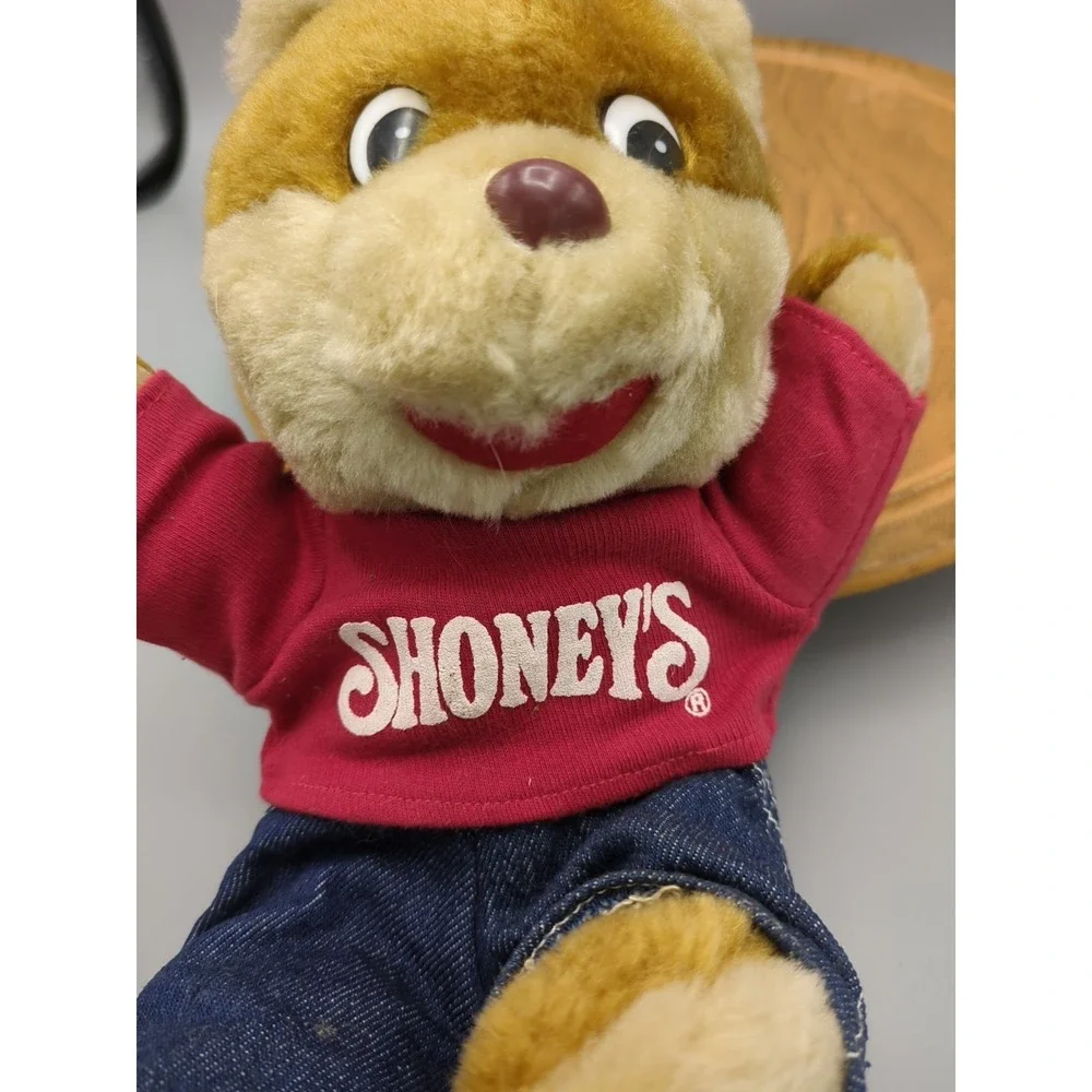 Vintage 1999 Shoney's Restaurant Shoney Bear Plush Overalls Stuffed Animal 10 In